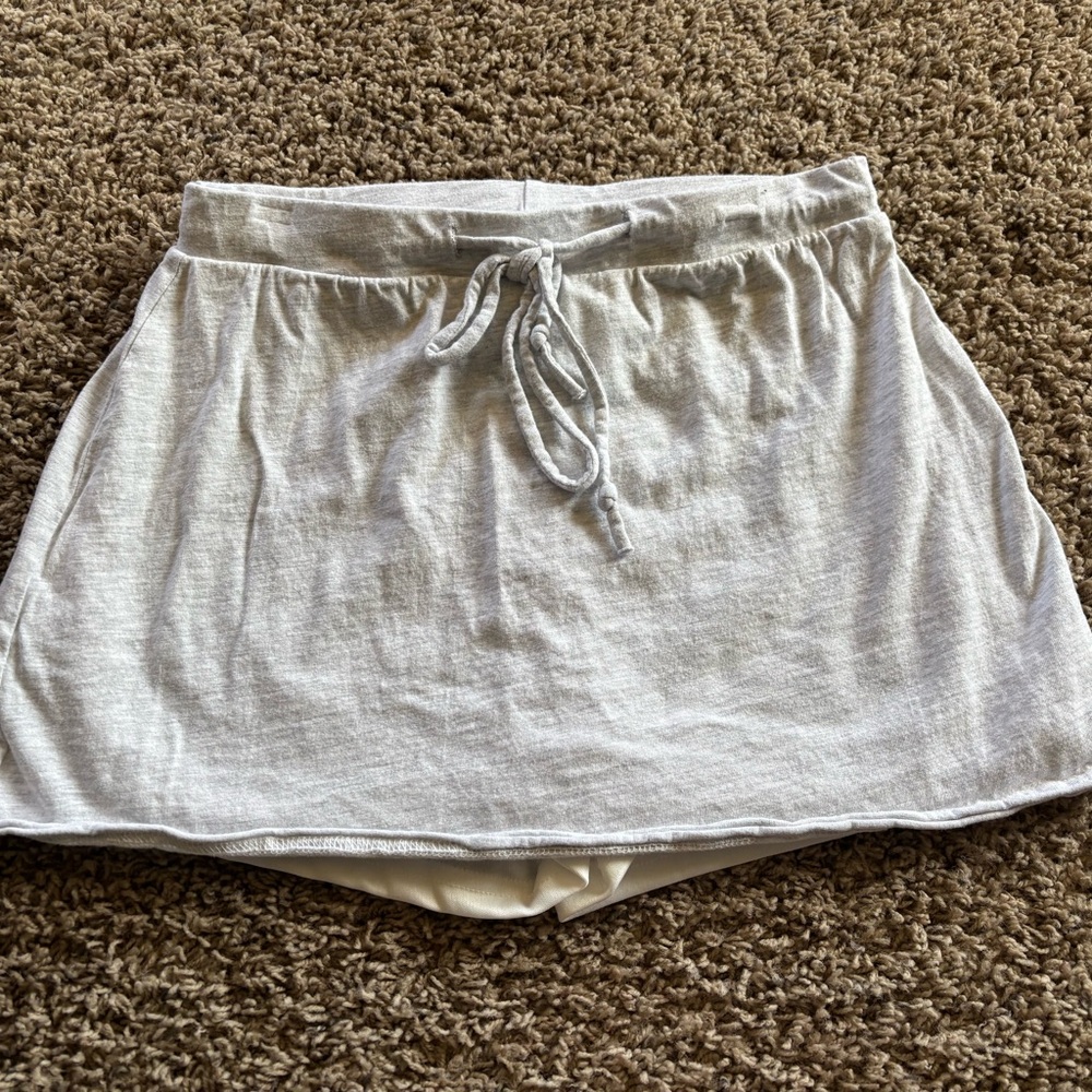 Light Gray Skort with Drawstring Waist